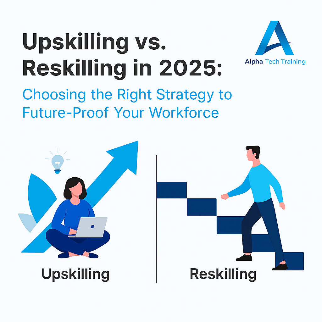 Read more about the article Upskilling vs. Reskilling in 2025: Choosing the Right Strategy to Future-Proof Your Workforce.